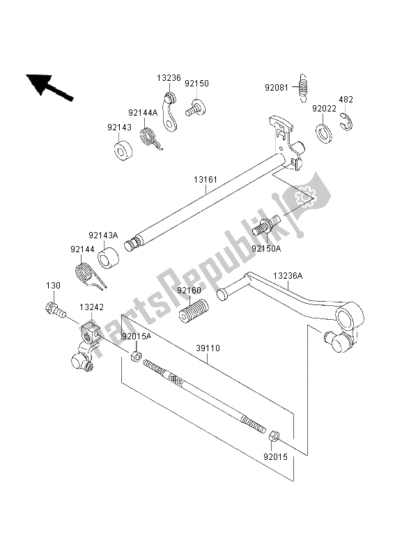 All parts for the Gear Change Mechanism of the Kawasaki Ninja ZX 6R 600 1995