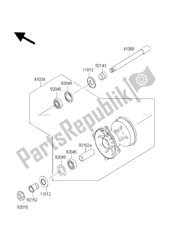 Tutte le parti per il Mozzo Anteriore del Kawasaki KX 125 2003