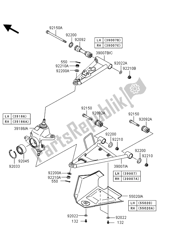 All parts for the Front Suspension of the Kawasaki KVF 750 4X4 EPS 2013