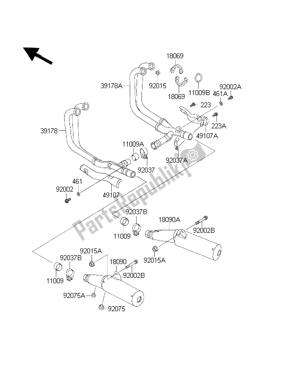 All parts for the Muffler(s) of the Kawasaki 1000 GTR 2003