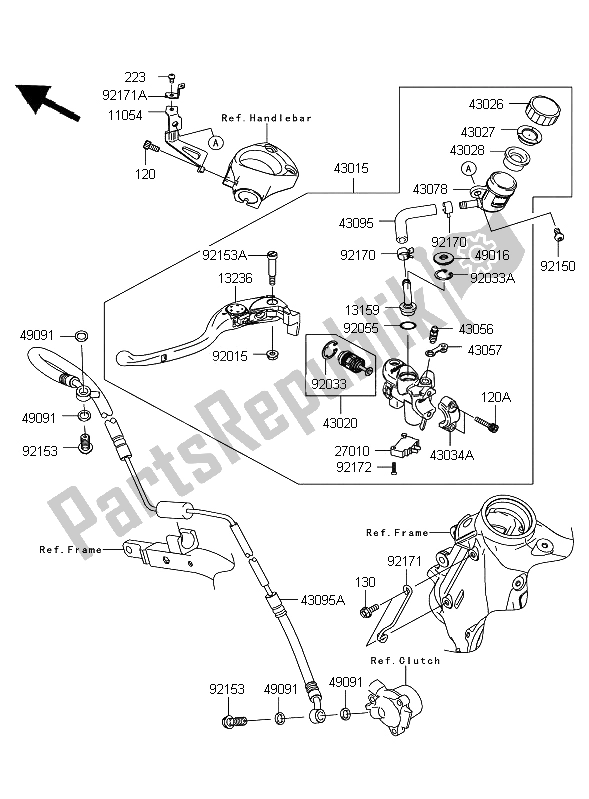 Tutte le parti per il Pompa Frizione del Kawasaki ZZR 1400 ABS 2008