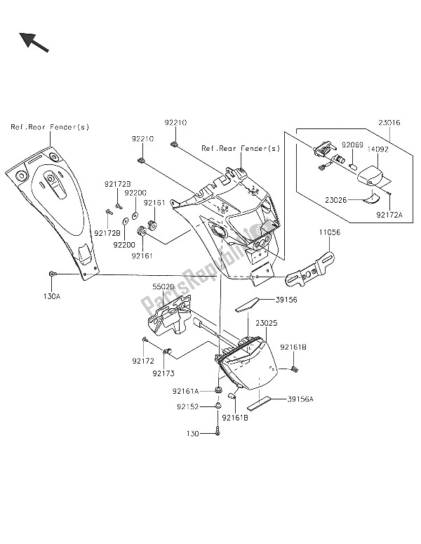 All parts for the Taillight(s) of the Kawasaki Vulcan S ABS 650 2016