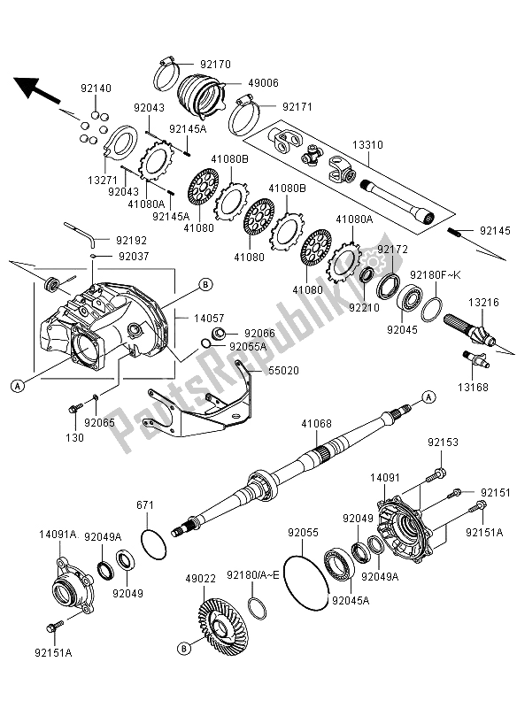 All parts for the Drive Shaft Rear of the Kawasaki KVF 360 4X4 2006