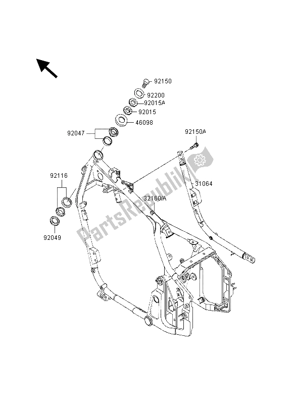 All parts for the Frame of the Kawasaki VN 800 1995