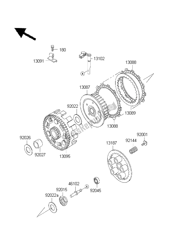 Alle onderdelen voor de Koppeling van de Kawasaki KLX 650 1995