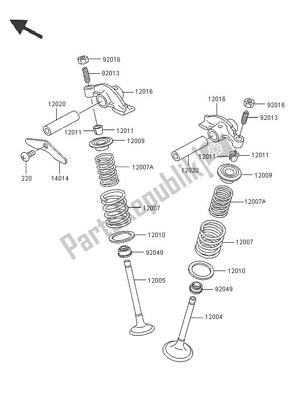 All parts for the Valve of the Kawasaki KLF 300 2005