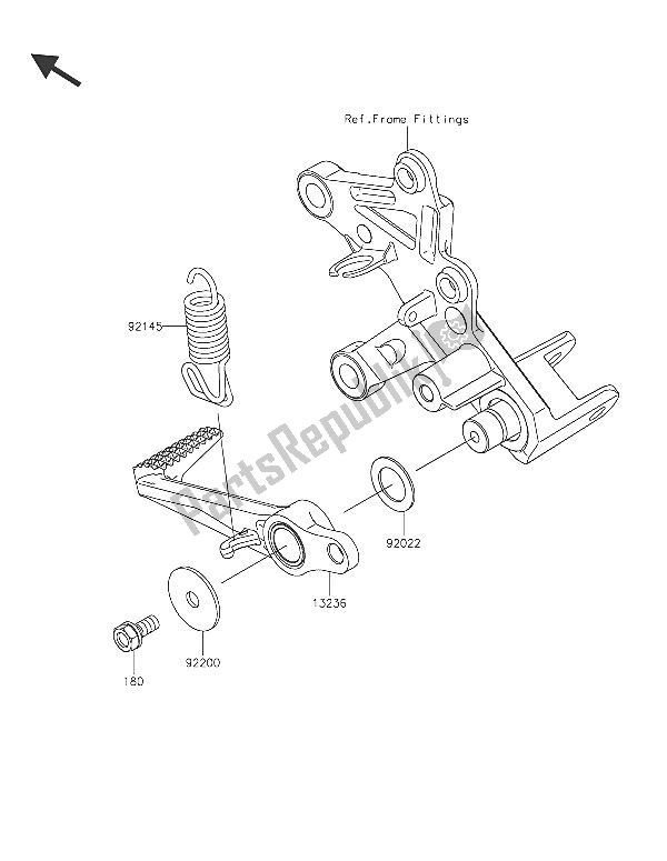 Alle onderdelen voor de Rempedaal van de Kawasaki Ninja H2R 1000 2016