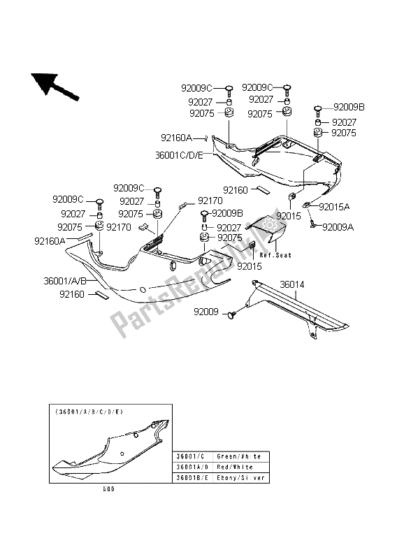 Todas las partes para Cubiertas Laterales Y Cubierta De Cadena de Kawasaki Ninja ZX 7R 750 1999