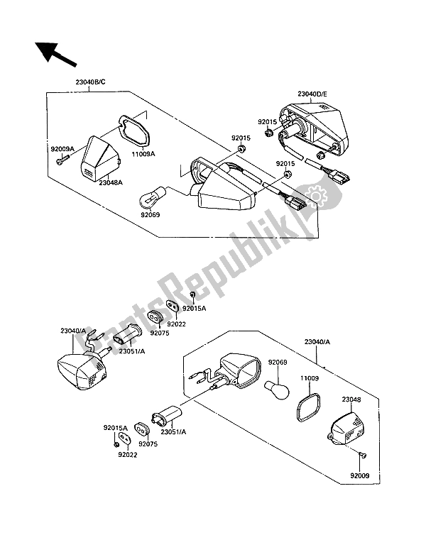 Tutte le parti per il Indicatori Di Direzione del Kawasaki KR 1 2 250 1989