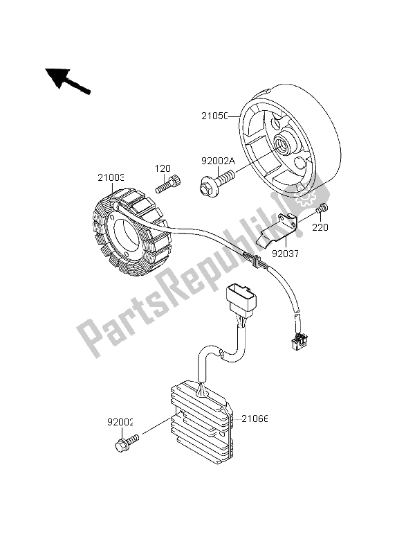 Alle onderdelen voor de Generator van de Kawasaki EN 500 1996