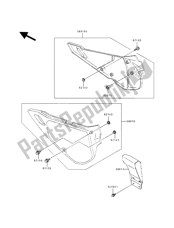 All parts for the Side Cover & Chain Case of the Kawasaki KDX 250 1991