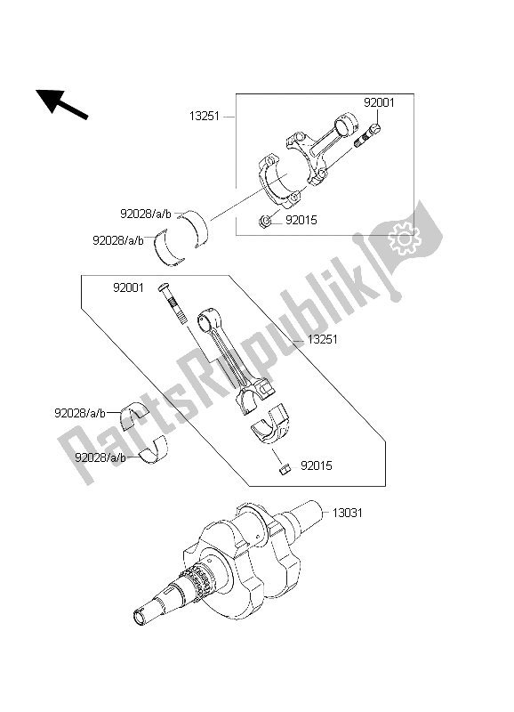 All parts for the Crankshaft of the Kawasaki KVF 650 Prairie 2002