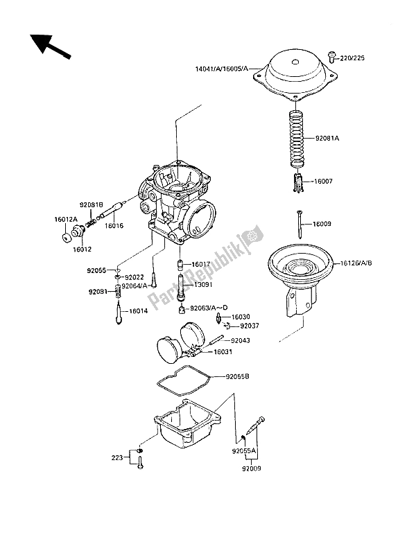 All parts for the Carburetor Parts of the Kawasaki ZL 1000 1988