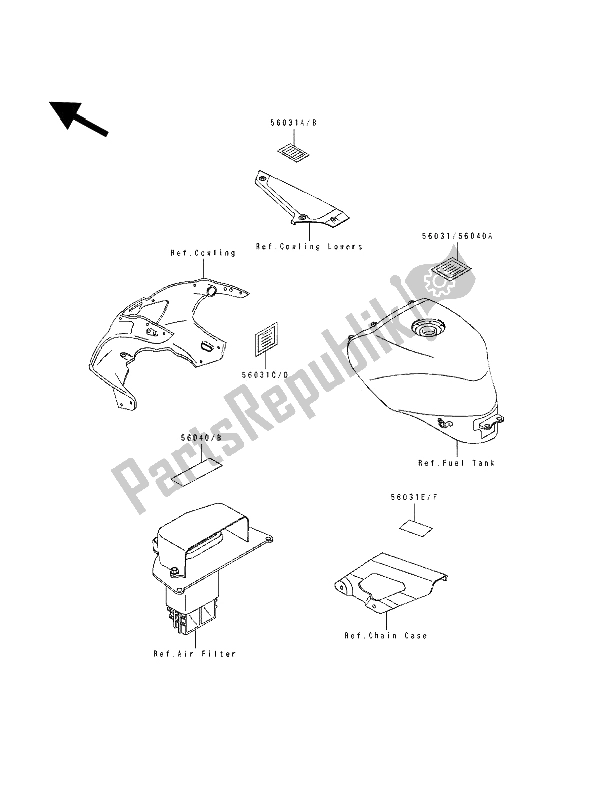 Todas las partes para Etiqueta de Kawasaki ZXR 400 1991