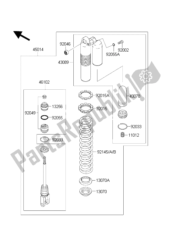 All parts for the Shock Absorber(s) of the Kawasaki KX 250 2004