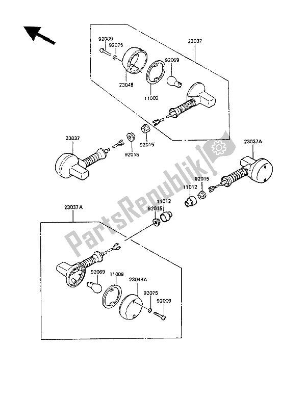 Tutte le parti per il Indicatori Di Direzione del Kawasaki KMX 125 1986