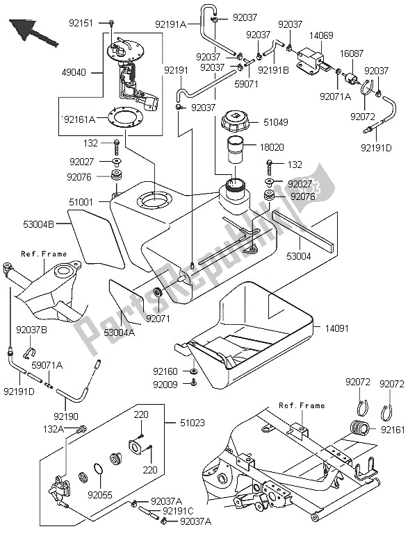 Todas las partes para Depósito De Combustible de Kawasaki KVF 650 4X4 2005
