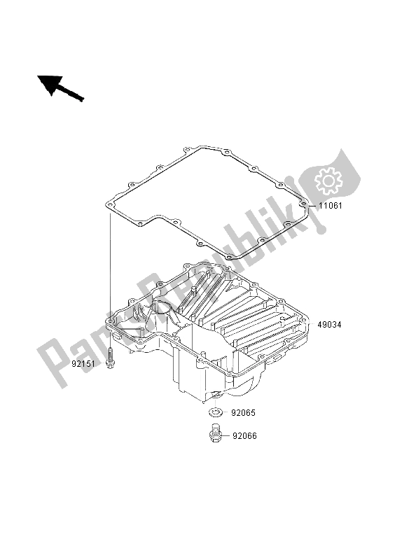 All parts for the Oil Pan of the Kawasaki Ninja ZX 9R 900 2003