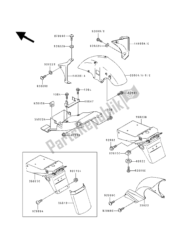 Tutte le parti per il Parafango del Kawasaki ZXR 400 1991