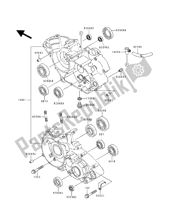 Todas las partes para Caja Del Cigüeñal de Kawasaki KDX 125 1991