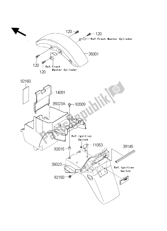 All parts for the Fenders of the Kawasaki ZRX 1200 2004