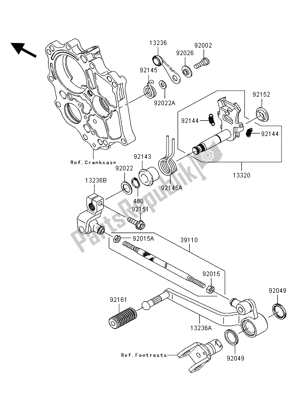 All parts for the Gear Change Mechanism of the Kawasaki Versys 650 2008