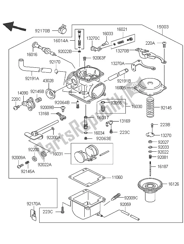 All parts for the Carburetor of the Kawasaki Eliminator 125 2005