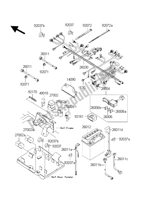 Toutes les pièces pour le Châssis équipement électrique du Kawasaki KVF 650 Prairie 2002