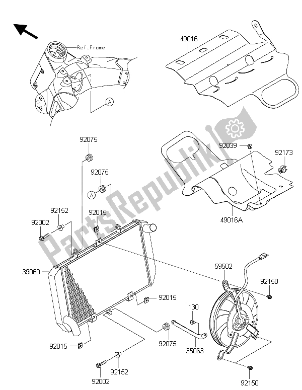 Alle onderdelen voor de Radiator van de Kawasaki Z 1000 ABS 2015