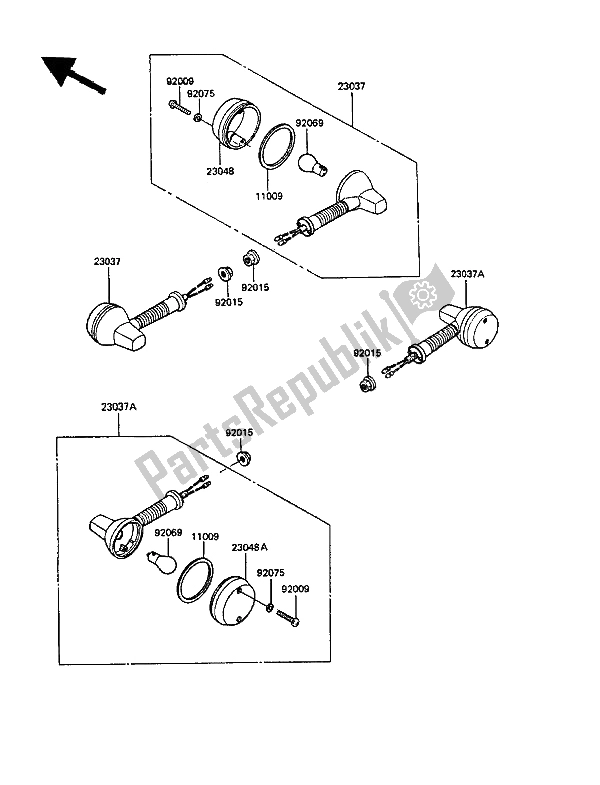 Tutte le parti per il Indicatori Di Direzione del Kawasaki KLR 250 1989