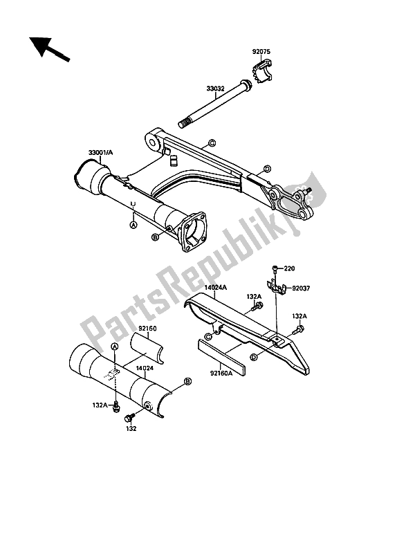 All parts for the Swingarm of the Kawasaki VN 15 1500 1989