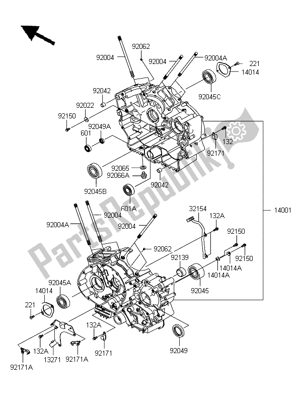 All parts for the Crankcase of the Kawasaki VN 900 Custom 2009