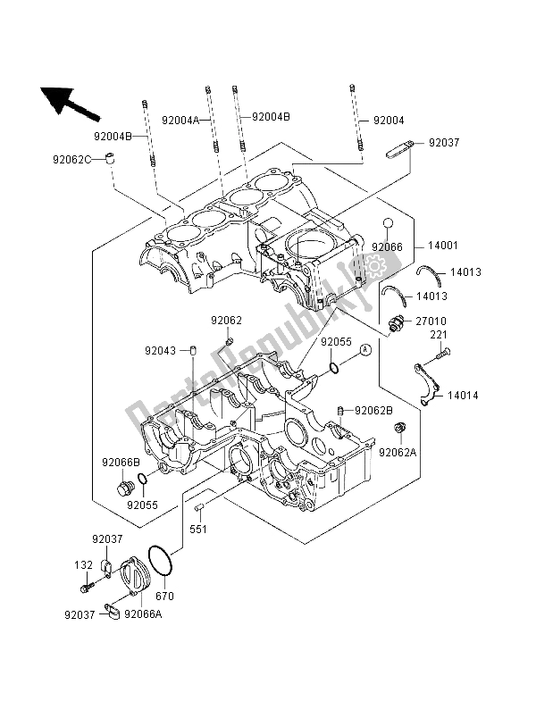 All parts for the Crankcase of the Kawasaki Zephyr 750 1995