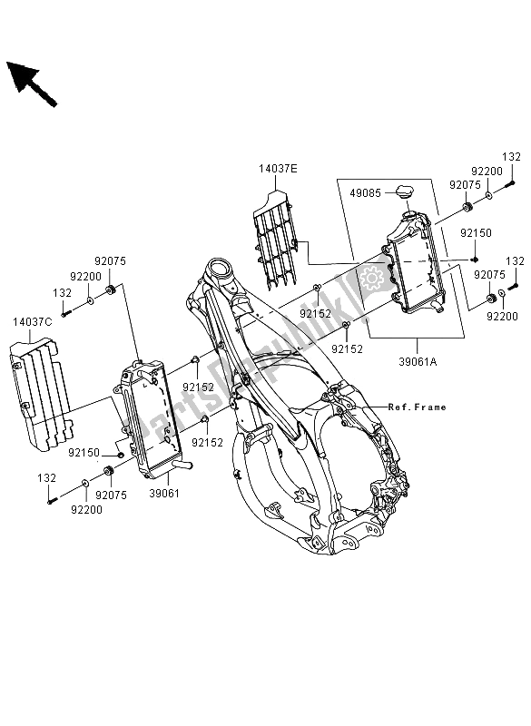 All parts for the Radiator of the Kawasaki KLX 450R 2012