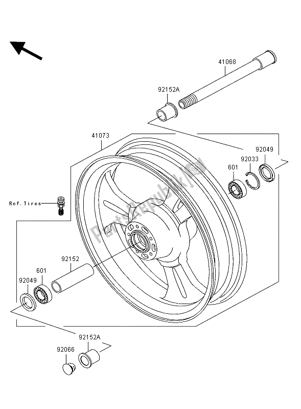 All parts for the Front Hub of the Kawasaki VN 1500 Mean Streak 2002