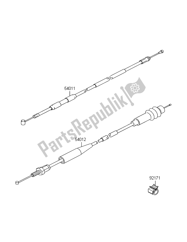 All parts for the Cables of the Kawasaki KX 125 2008