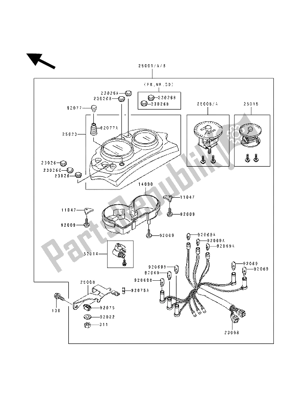 All parts for the Meter(s) of the Kawasaki KLE 500 1992