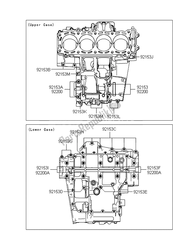 Tutte le parti per il Modello Del Bullone Del Basamento del Kawasaki ZZR 1400 ABS 2012