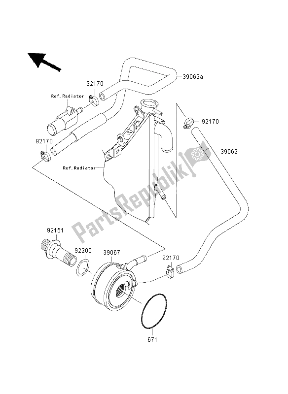 All parts for the Oil Cooler of the Kawasaki Ninja ZX 9R 900 2003