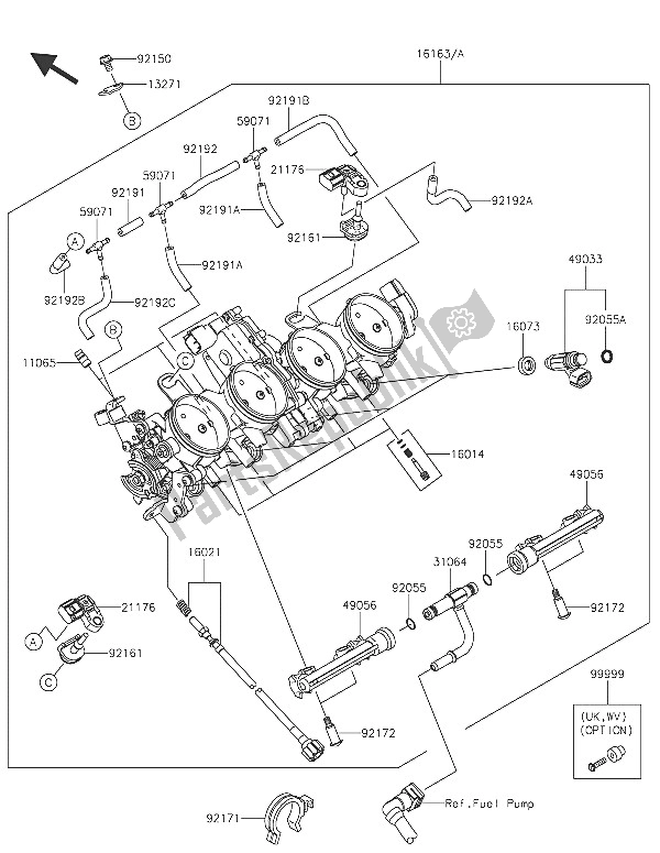 All parts for the Throttle of the Kawasaki Ninja ZX 6R ABS 600 2016