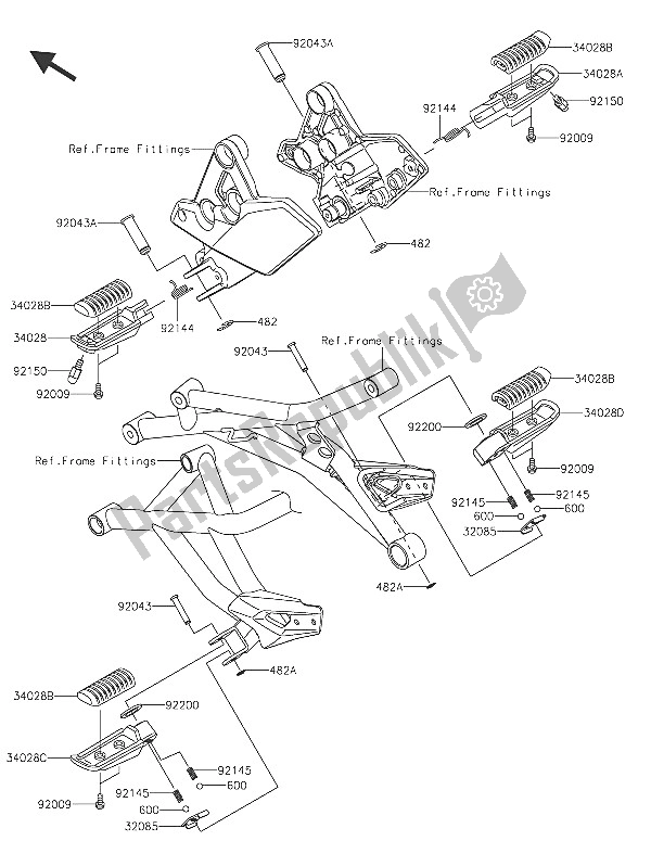 Tutte le parti per il Poggiapiedi del Kawasaki Versys 1000 2016