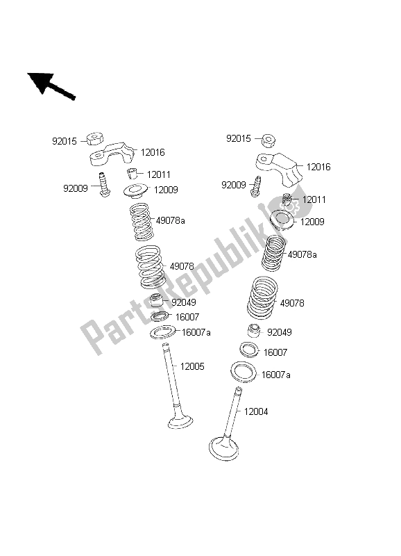 All parts for the Valve of the Kawasaki EL 252 2001