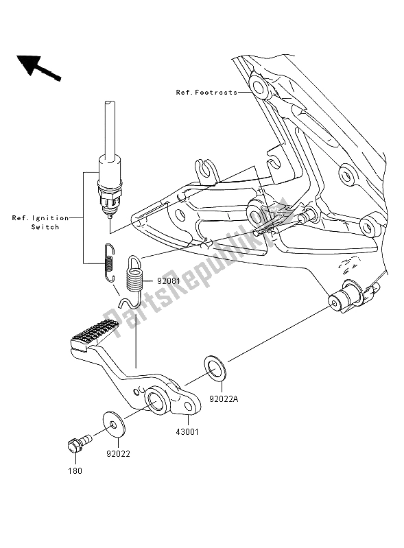 All parts for the Brake Pedal of the Kawasaki ER 6N 650 2006