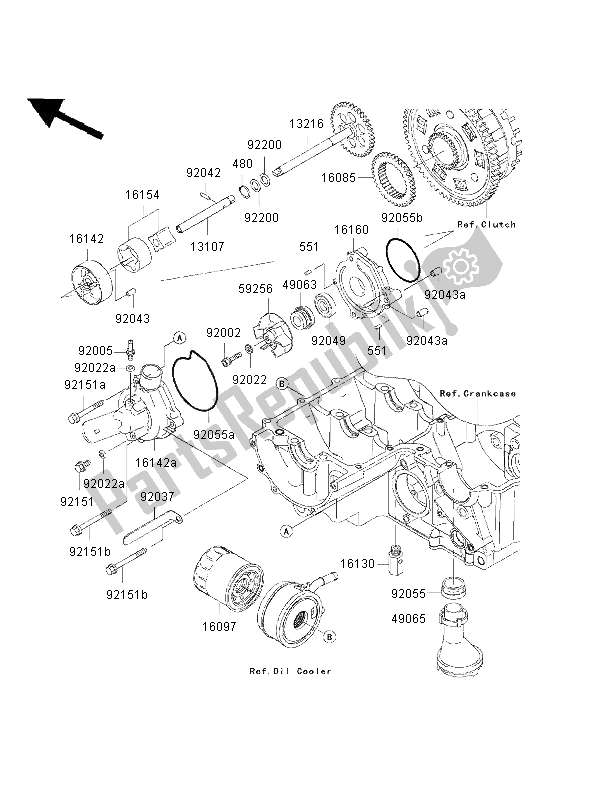 Todas as partes de Bomba De óleo do Kawasaki Ninja ZX 9R 900 2002