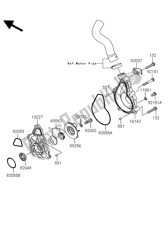 All parts for the Water Pump of the Kawasaki Versys ABS 650 2011