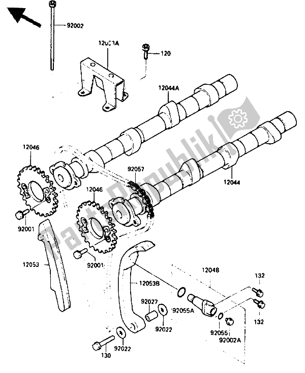 Tutte le parti per il Albero A Camme E Tenditore del Kawasaki GPZ 900R 1985