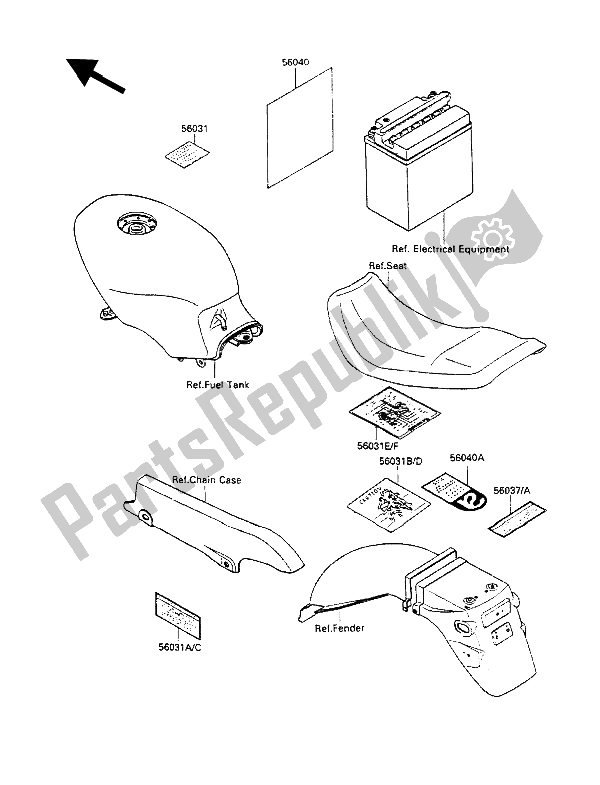 Alle onderdelen voor de Etiketten van de Kawasaki GPZ 500S 1988