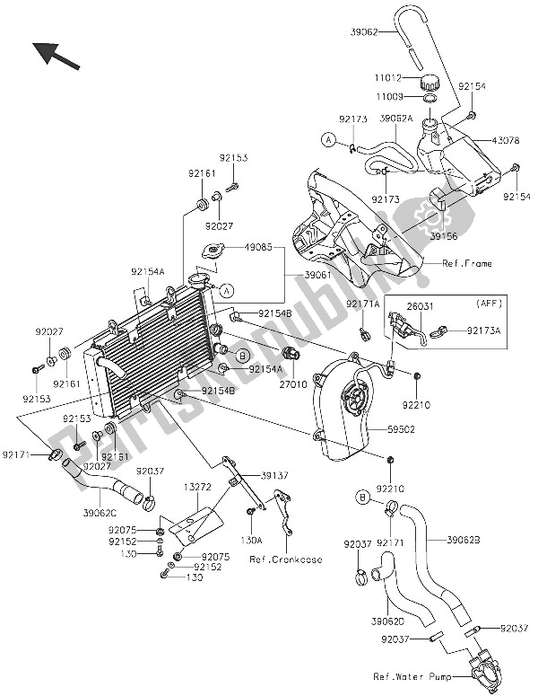 All parts for the Radiator of the Kawasaki Ninja 250 SL 2016