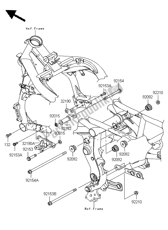 Alle onderdelen voor de Motorsteun van de Kawasaki ER 6N ABS 650 2009