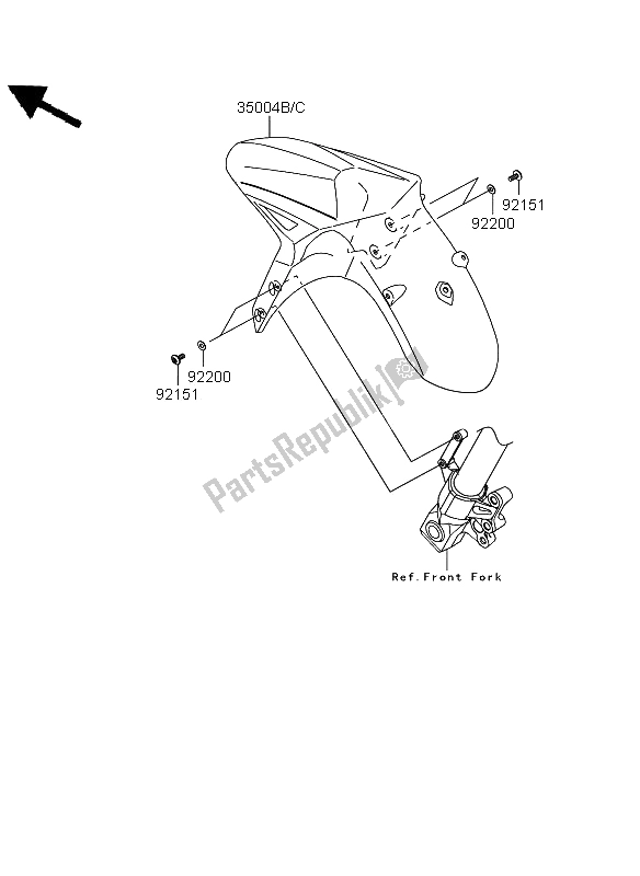 All parts for the Front Fender of the Kawasaki Versys ABS 650 2012